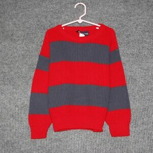 Vintage Scoreboard Sweater Kids Red 6 Long Sleeve Crew Neck USA Striped